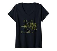 Donna Pioneer Plaque from Earth & Mankind to Aliens Maglietta con Collo a V
