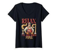 Donna Pipefitter Plumper Relax I've Seen Worse Pipes Maglietta con Collo a V