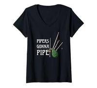 Donna Pipers Going Pipe, Regalo Divertente Cornamusa Maglietta con Collo a V