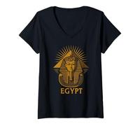 Donna Piramide del re Tut Egitto Tutankhamon Piramidi Souvenir di Giza Maglietta con Collo a V