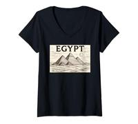 Donna Piramidi egiziane Vintage di Giza Egitto Souvenir di Viaggio Maglietta con Collo a V