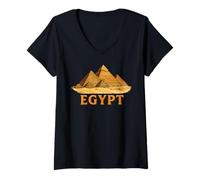 Donna Piramidi egiziane Vintage di Giza Viaggio Egitto Souvenir Maglietta con Collo a V