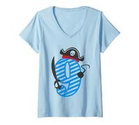 Donna Pirate Number 9 - 9° compleanno per bambini a tema pirati Maglietta con Collo a V