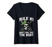 Donna Pirate Rule 1 Dont Fall off Boat Umorismo Divertente Uomini Donne Bambini Maglietta con Collo a V