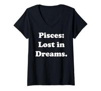 Donna Pisces Lost In Dreams Astrology Inspiration Maglietta con Collo a V