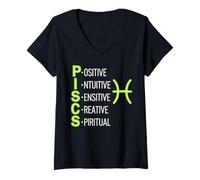 Donna Pisces SERG Zodiacale Star Astrology Oroscopo del Compleanno Maglietta con Collo a V