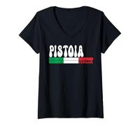 Donna PISTOIA City Italia Vintage Bandiera Italia per Gli Amanti dei Viaggi Maglietta con Collo a V