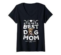 Donna Pit Bull Best Dog Mom Dogs Lovers Funny Mothers Day Maglietta con Collo a V