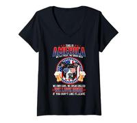 Donna Pit Bull Dog This America We Love Dogs 4th of July Maglietta con Collo a V