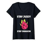 Donna Pitaya Cute Funny Quote Stay Juicy Dragon Fruit Maglietta con Collo a V