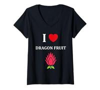 Donna Pitaya Funny Cute Minimalist Simple i Love Dragon Fruit Maglietta con Collo a V