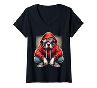Donna Pitbull - Costume da cane per papà, mamma, amanti degli animali domestici Maglietta con Collo a V