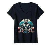 Donna Pitbull - Pesi per sollevamento pesi, palestra, allenamento, bodybuilder Maglietta con Collo a V