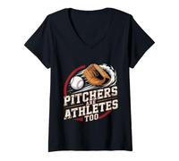 Donna Pitchers Are Athletes Too Baseball Player Jokes - Maglietta con Collo a V