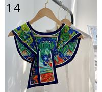 Donna Pittura a Olio Sciarpa Scialle Finto Colletto Stampa Floreale Camicia Capo