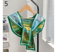Donna Pittura a Olio Sciarpa Scialle Finto Colletto Stampa Floreale Camicia Capo