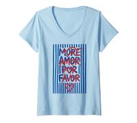 Donna più Amor por Favor Divertente Spagnolo Love Quote Maglietta con Collo a V