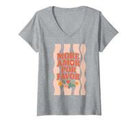 Donna più Amor por Favor Latino Spagnolo Love Quote Maglietta con Collo a V