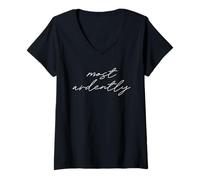 Donna più ARDENTAMENTE Jane Austen Pride & pregiudizio Darcy Citazione Meme Maglietta con Collo a V
