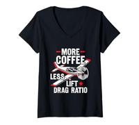 Donna Più Caffè Meno Sollevamento Del Rapporto Di Trascinamento - Maglietta con Collo a V