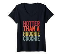 Donna Più caldo di un Hoochie Coochie - Divertente Carino Country Music Maglietta con Collo a V