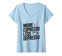 Donna più Espresso Meno Umorismo Depresso Coffee Lover's Maglietta con Collo a V