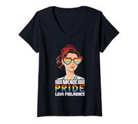 Donna Più orgoglio - Rainbow Queer Trans BI Lesbiche Gay CSD LGBTQ+ Maglietta con Collo a V