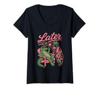 Donna più Tardi Alligator Florida Pride Maglietta con Collo a V