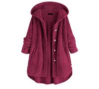 Donna Piumino Cappotto con cappuccio e tasca con bottone a maniche lunghe irregolare in pile da donna taglie forti Felpa Pile Bambina Giubbotto Primavera Donna
