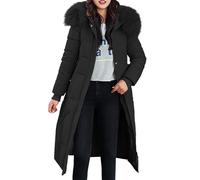 Donna Piumino Womens Autumn Winter Solid Color Belt Long Warm Coat Jacket Giubbotto Corto Donna Invernale Piumino da Donna (Black, M)