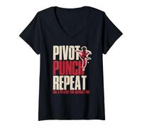 Donna Pivot Punch Repeat Like A Playlist You Actually Like Maglietta con Collo a V