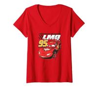 Donna Pixar Cars Lightning Mcqueen Speed Maglietta con Collo a V
