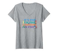 Donna Pixar Inside out 2 Joy Its Fine Im Fine Maglietta con Collo a V
