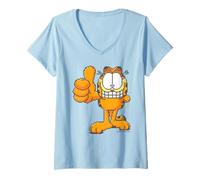 Donna Pixel Graphics Cheeky Cat Lasagne Love Thumbs Up Art Classic Maglietta con Collo a V