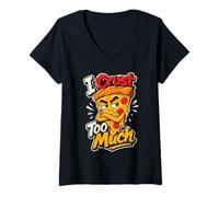 Donna Pizza Crosta Umorismo Design Maglietta con Collo a V