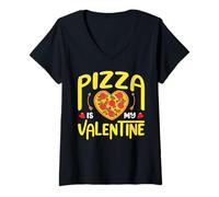 Donna Pizza Is My Valentine for a Pizza Lover Maglietta con Collo a V