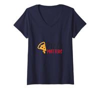 Donna Pizza Matters Divertente Fetta Logo Maglietta con Collo a V