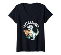 Donna Pizzasaurus T Rex Pizza Lover Divertente Dinosauro Umorismo Maglietta con Collo a V
