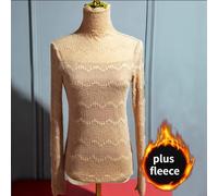 Donna Pizzo Camicia Dolcevita Top Manica Lunga Cavo Puro Polvere Slim Sexy Basic