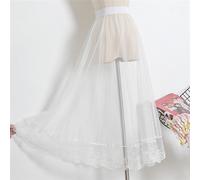 Donna Pizzo Trasparente Rete Tulle Mezza Abito a-Line Sottoveste Elastico Thin