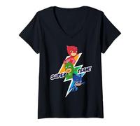Donna PJ Masks TV Super Team Flash Maglietta con Collo a V