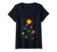 Donna Planet Science Nerd Geek Physics Universe Sun Maglietta con Collo a V
