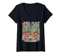 Donna Plant Lover Plant Killer It's Complicated Caos Interno - Maglietta con Collo a V
