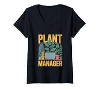 Donna Plant Manager Divertente retrò Amante Piante D'appartamento Maglietta con Collo a V