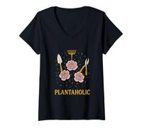 Donna Plantaholic Vintage Boho Garden Maglietta con Collo a V