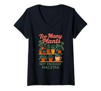 Donna Plantita Latina Pianta Mamma Plantita Vita Hispanic Garden Culto Maglietta con Collo a V