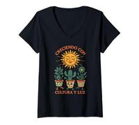 Donna Plantita Latina Pianta Mamma Plantita Vita Hispanic Garden Culto Maglietta con Collo a V