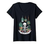 Donna Plants Not People Funny Plant Lover Floral Skeleton Flowers Maglietta con Collo a V