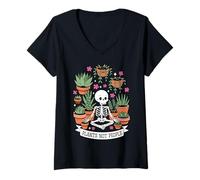 Donna Plants Not People Funny Plant Lover Floral Skeleton Flowers Maglietta con Collo a V