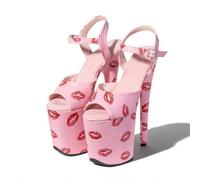 Donna Platform Scarpe col tacco Sandali Sexy Ultra tacchi alti Tacco spillo Stampa labbra Cinturino alla caviglia Punta aperta Estate Décolleté spogliarellista Festa Pole Dancer Palcoscenico 7.87IN(Pi